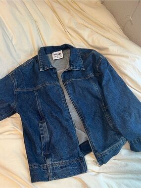 Princess Polly Dark Blue Denim Jacket with Label Detail